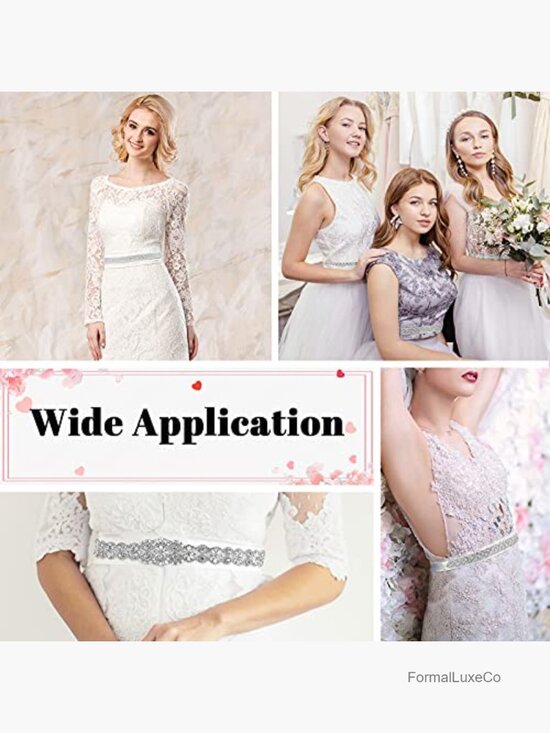 3-Piece Crystal Rhinestone Wedding Belt Set Obi Sash for Bridal Evening Party main image 5